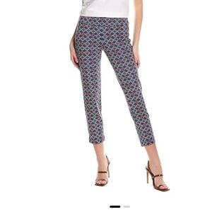 J. McLaughlin Women's Size M Newport Pull-On Ankle Pants - Blue/Red Geometric